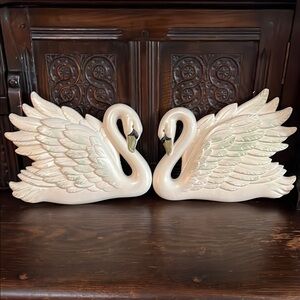 Miller Studio 1968 Elegant Cream Swan Wall Decor Pair